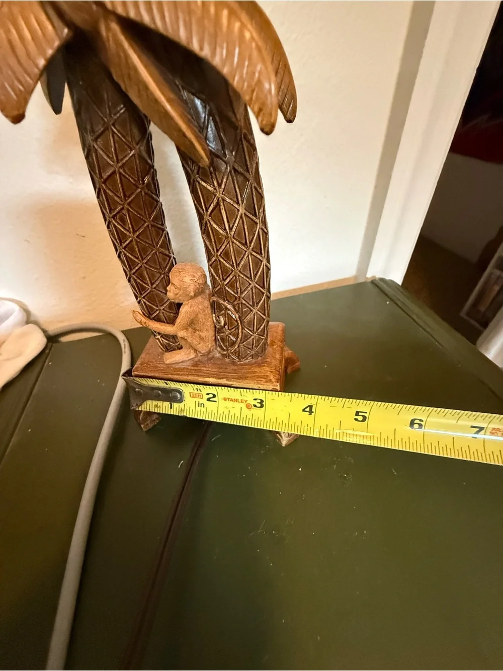 Cheyenne vintage monkey Carved Palm Tree Table Lamp in Brown by